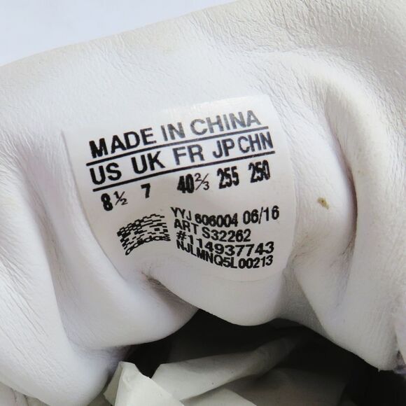 Adidas Sam Womens 8.5 40 2/3 Smith Iconic White Leather Tennis Shoes - Picture 14 of 16